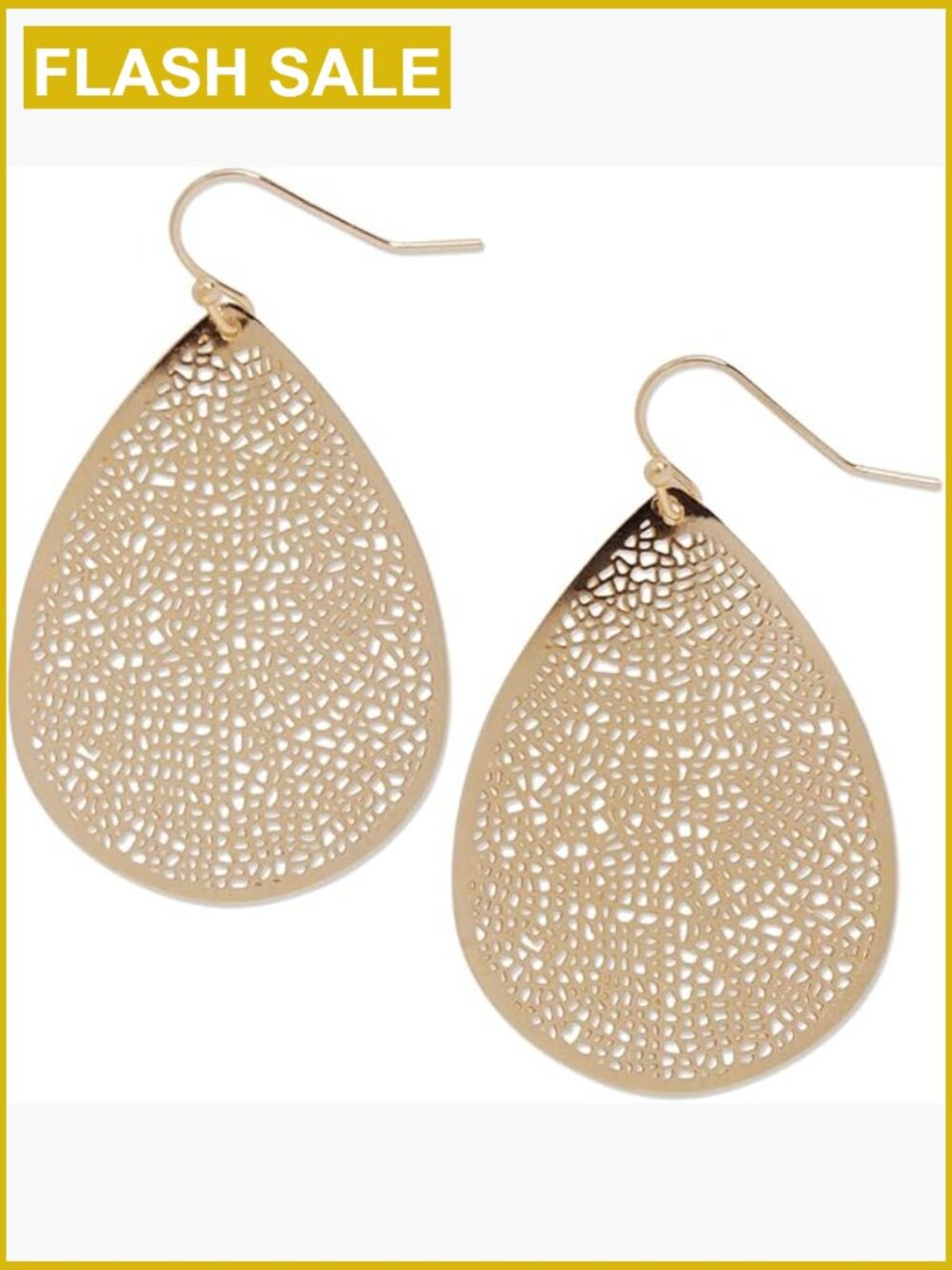 Lightweight Teardrop Dangle Earrings, 2 Inch Filigree Statement Post